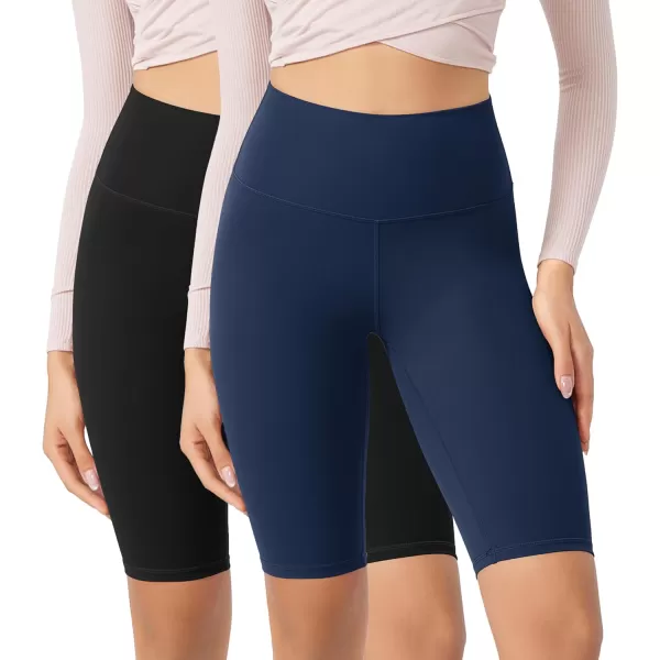 ODODOS ODCLOUD 2Pack Lounge Yoga Shorts for Women 4quot  6quot  8quot 10quot High Waist Buttery Soft Biker ShortsBlacknavy
