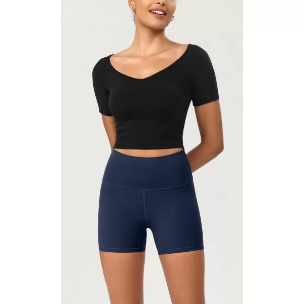 ODODOS ODCLOUD 2Pack Lounge Yoga Shorts for Women 4quot  6quot  8quot 10quot High Waist Buttery Soft Biker ShortsBlacknavy