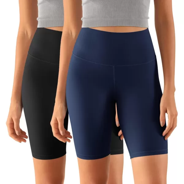 ODODOS ODCLOUD 2Pack Lounge Yoga Shorts for Women 4quot  6quot  8quot 10quot High Waist Buttery Soft Biker ShortsBlacknavy