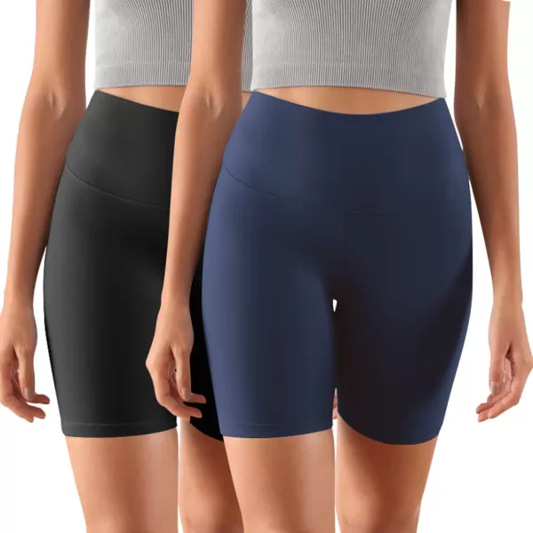 ODODOS ODCLOUD 2Pack Lounge Yoga Shorts for Women 4quot  6quot  8quot 10quot High Waist Buttery Soft Biker ShortsBlacknavy