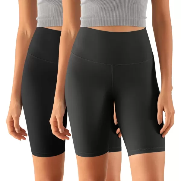 ODODOS ODCLOUD 2Pack Lounge Yoga Shorts for Women 4quot  6quot  8quot 10quot High Waist Buttery Soft Biker ShortsBlackonyx Black Grey