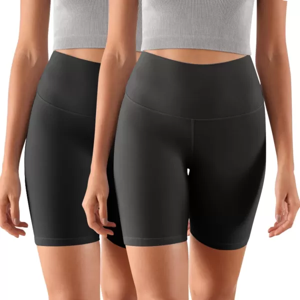 ODODOS ODCLOUD 2Pack Lounge Yoga Shorts for Women 4quot  6quot  8quot 10quot High Waist Buttery Soft Biker ShortsBlackonyx Black Grey