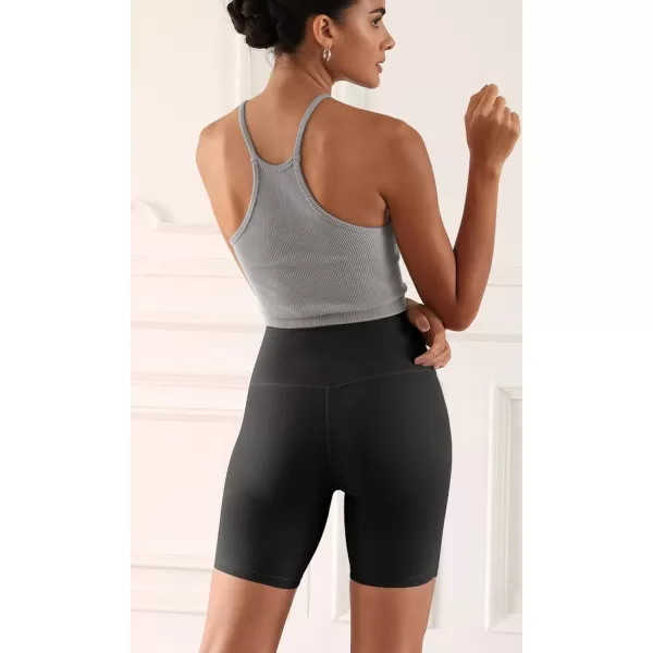 ODODOS ODCLOUD 2Pack Lounge Yoga Shorts for Women 4quot  6quot  8quot 10quot High Waist Buttery Soft Biker ShortsBlackonyx Black Grey