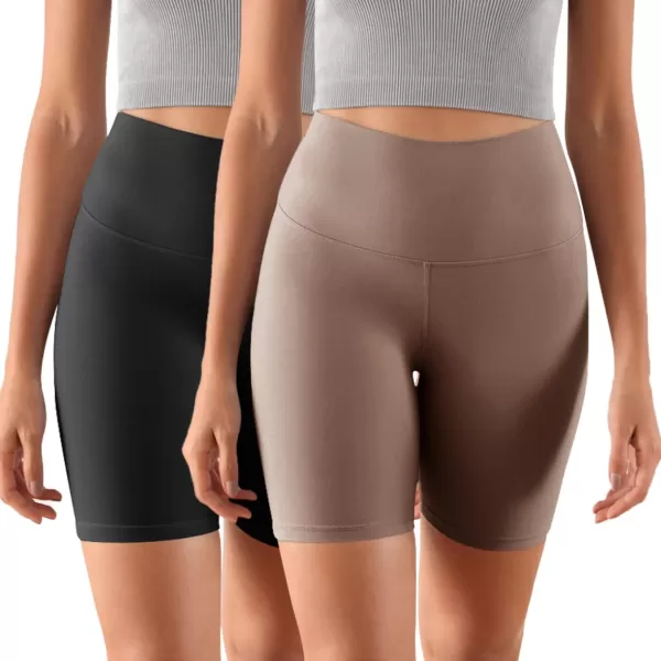 ODODOS ODCLOUD 2Pack Lounge Yoga Shorts for Women 4quot  6quot  8quot 10quot High Waist Buttery Soft Biker ShortsBlackpurple Taupe