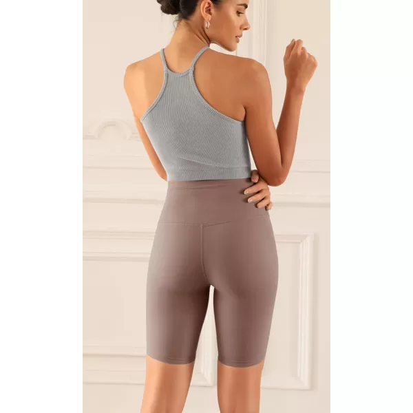 ODODOS ODCLOUD 2Pack Lounge Yoga Shorts for Women 4quot  6quot  8quot 10quot High Waist Buttery Soft Biker ShortsBlackpurple Taupe