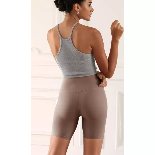 ODODOS ODCLOUD 2Pack Lounge Yoga Shorts for Women 4quot  6quot  8quot 10quot High Waist Buttery Soft Biker ShortsBlackpurple Taupe