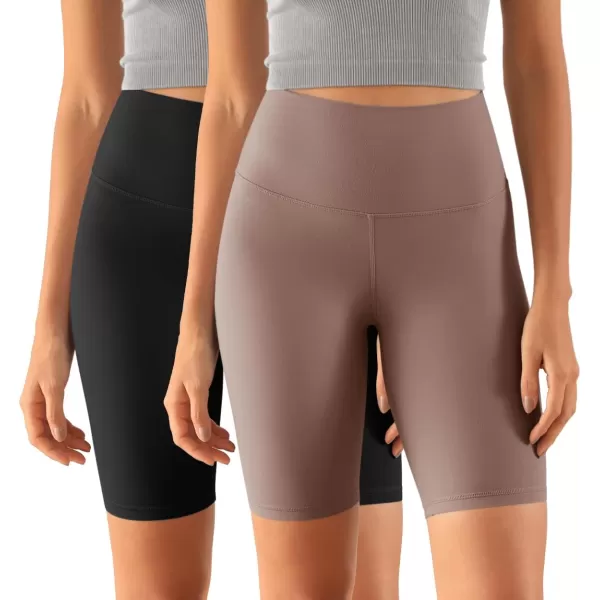 ODODOS ODCLOUD 2Pack Lounge Yoga Shorts for Women 4quot  6quot  8quot 10quot High Waist Buttery Soft Biker ShortsBlackpurple Taupe
