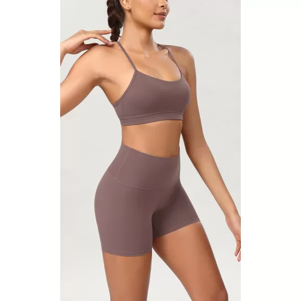 ODODOS ODCLOUD 2Pack Lounge Yoga Shorts for Women 4quot  6quot  8quot 10quot High Waist Buttery Soft Biker ShortsBlackpurple Taupe