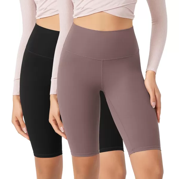 ODODOS ODCLOUD 2Pack Lounge Yoga Shorts for Women 4quot  6quot  8quot 10quot High Waist Buttery Soft Biker ShortsBlackpurple Taupe