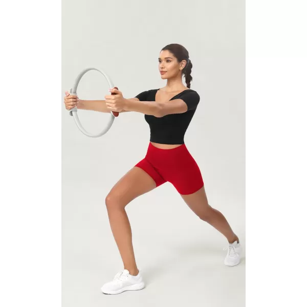 ODODOS ODCLOUD 2Pack Lounge Yoga Shorts for Women 4quot  6quot  8quot 10quot High Waist Buttery Soft Biker ShortsBlackred