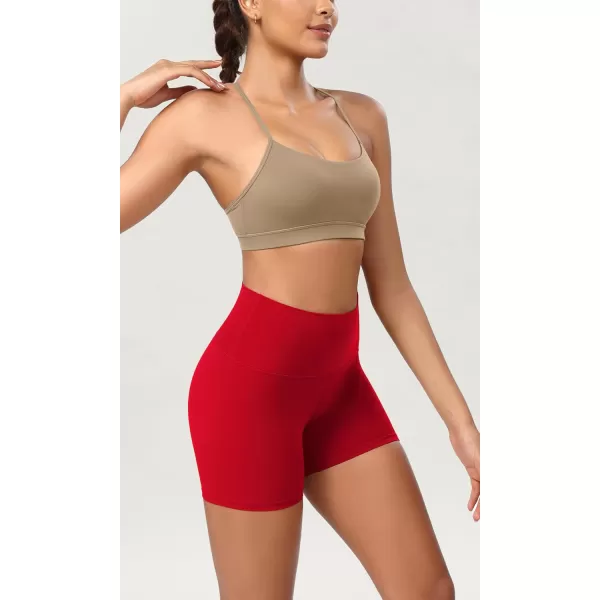 ODODOS ODCLOUD 2Pack Lounge Yoga Shorts for Women 4quot  6quot  8quot 10quot High Waist Buttery Soft Biker ShortsBlackred