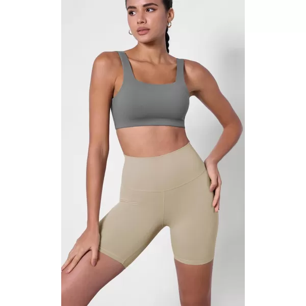 ODODOS ODCLOUD 2Pack Lounge Yoga Shorts for Women 4quot  6quot  8quot 10quot High Waist Buttery Soft Biker ShortsBlackshaker Beige