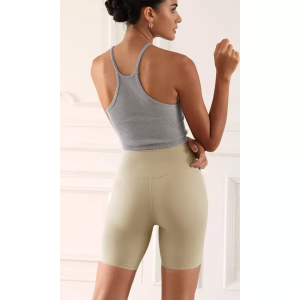 ODODOS ODCLOUD 2Pack Lounge Yoga Shorts for Women 4quot  6quot  8quot 10quot High Waist Buttery Soft Biker ShortsBlackshaker Beige