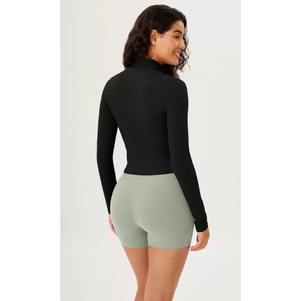 ODODOS Womens Cloud Feeling Athletic Jacket Full Zip Mock Neck Long Sleeve Lightweight Workout Cropped TopBlack