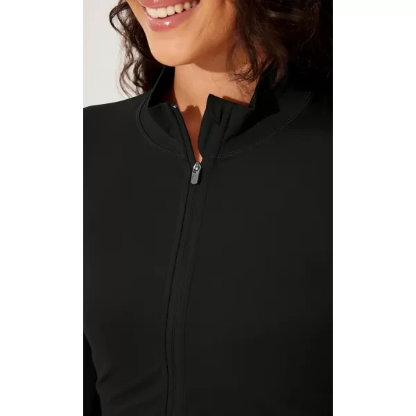 ODODOS Womens Cloud Feeling Athletic Jacket Full Zip Mock Neck Long Sleeve Lightweight Workout Cropped TopBlack