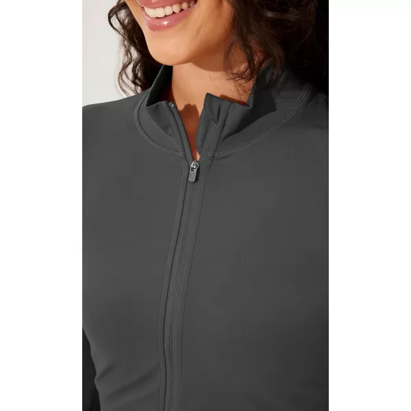 ODODOS Womens Cloud Feeling Athletic Jacket Full Zip Mock Neck Long Sleeve Lightweight Workout Cropped TopCharcoal