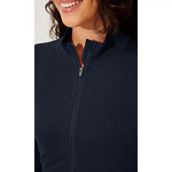 ODODOS Womens Cloud Feeling Athletic Jacket Full Zip Mock Neck Long Sleeve Lightweight Workout Cropped TopDeep Navy