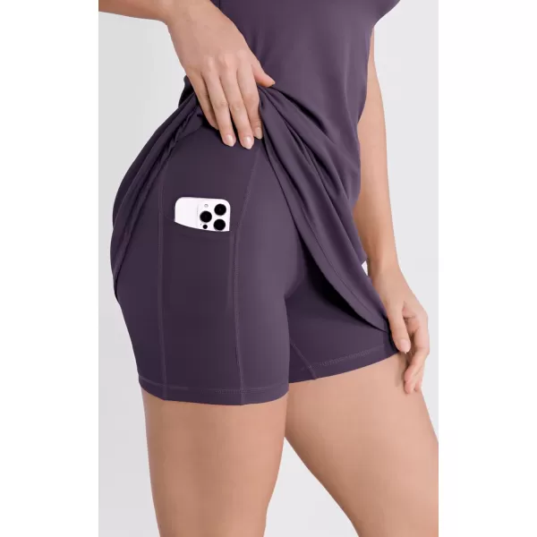 ODODOS Womens Cloud Feeling Racerback Tennis Dress with Separate Shorts and Built in Bra Mini Tank DressDark Purple