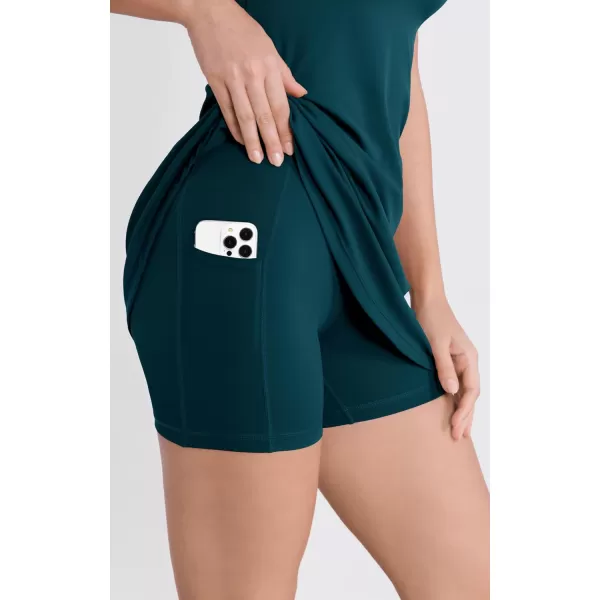 ODODOS Womens Cloud Feeling Racerback Tennis Dress with Separate Shorts and Built in Bra Mini Tank DressForest Teal