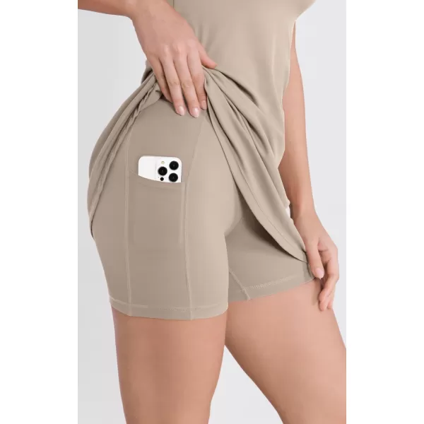 ODODOS Womens Cloud Feeling Racerback Tennis Dress with Separate Shorts and Built in Bra Mini Tank DressShaker Beige