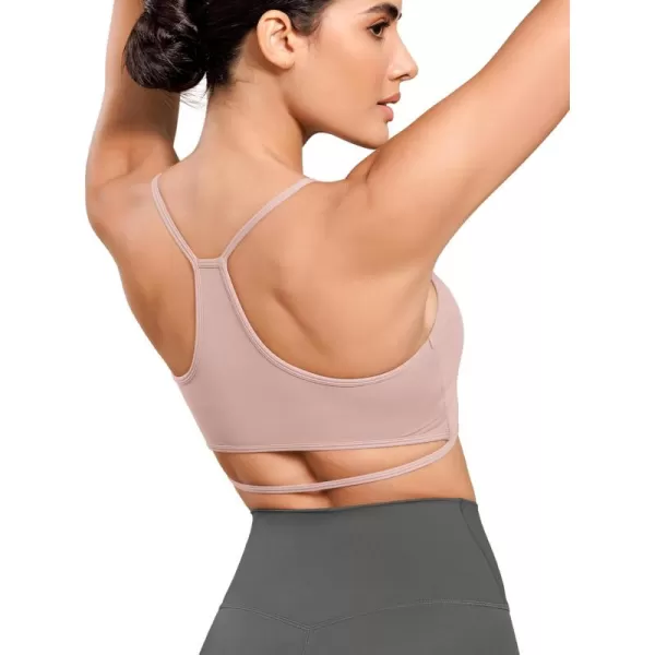 ODODOS Cloud Feeling Halter Sports Bra for Women Padding Cut Out Racerback Yoga Tank TopDusty Pink