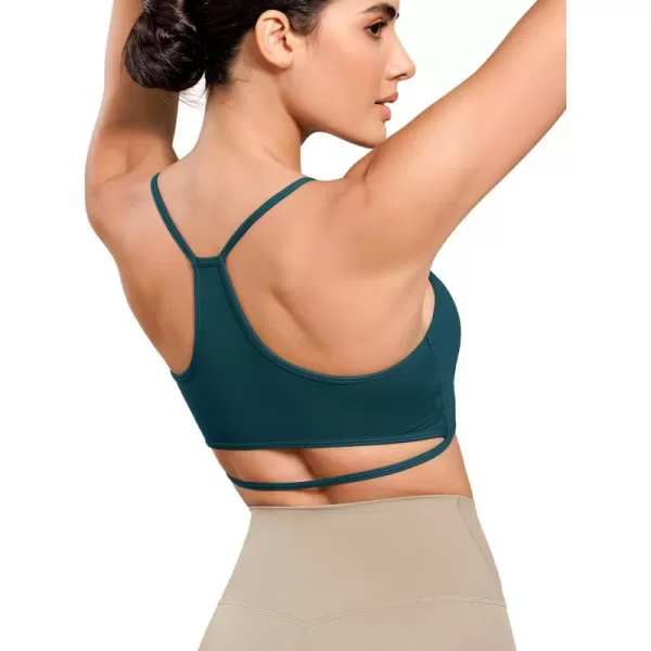 ODODOS Cloud Feeling Halter Sports Bra for Women Padding Cut Out Racerback Yoga Tank TopForest Teal