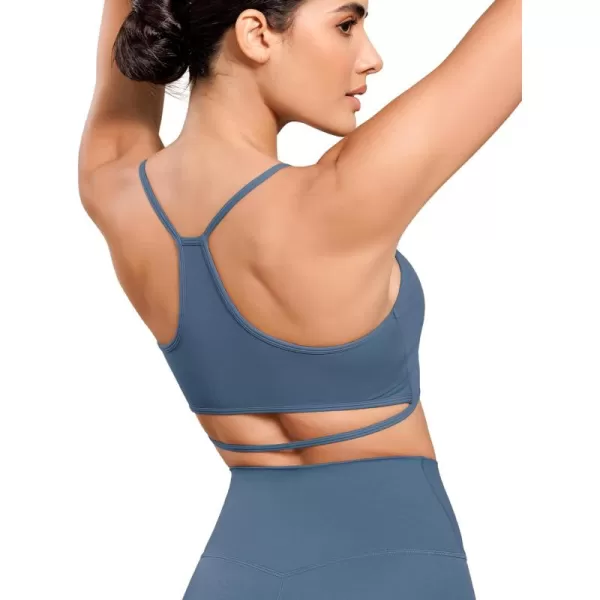 ODODOS Cloud Feeling Halter Sports Bra for Women Padding Cut Out Racerback Yoga Tank TopInk Blue
