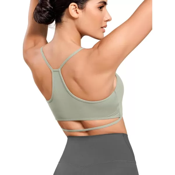 ODODOS Cloud Feeling Halter Sports Bra for Women Padding Cut Out Racerback Yoga Tank TopLime Stone