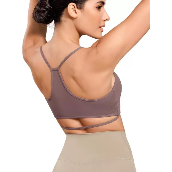 ODODOS Cloud Feeling Halter Sports Bra for Women Padding Cut Out Racerback Yoga Tank TopPurple Taupe