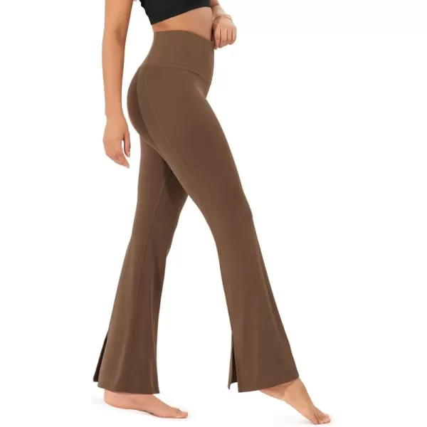 ODODOS Cloud Feeling SplitHem Flared Pants for Women 29quot 31quot High Waisted Lounge Bootcut Yoga PantsBrunette