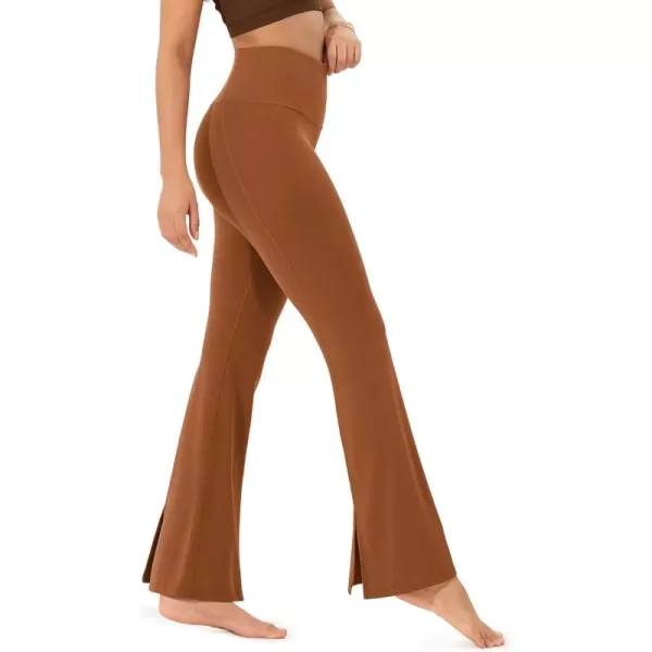 ODODOS Cloud Feeling SplitHem Flared Pants for Women 29quot 31quot High Waisted Lounge Bootcut Yoga PantsCaramel