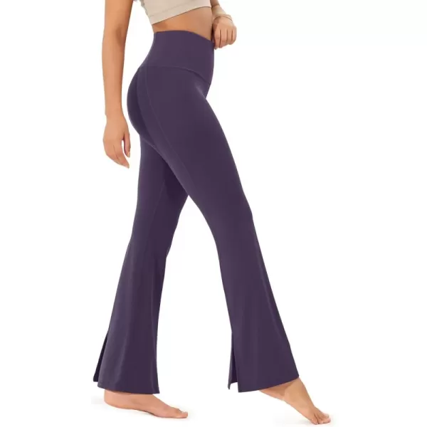 ODODOS Cloud Feeling SplitHem Flared Pants for Women 29quot 31quot High Waisted Lounge Bootcut Yoga PantsDark Purple