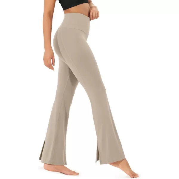 ODODOS Cloud Feeling SplitHem Flared Pants for Women 29quot 31quot High Waisted Lounge Bootcut Yoga PantsShaker Beige