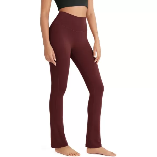 ODODOS Cloud Feeling Straight Leg Pants with Back Pocket for Women High Waist Casual Lounge Yoga Pants 28quot  30quot InseamBurgundy