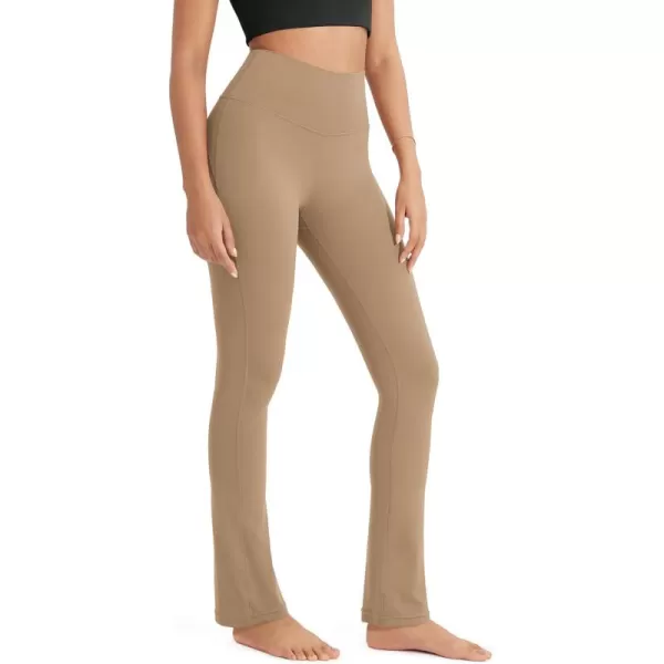 ODODOS Cloud Feeling Straight Leg Pants with Back Pocket for Women High Waist Casual Lounge Yoga Pants 28quot  30quot InseamLight Brown