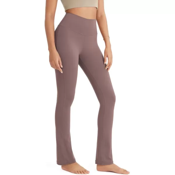 ODODOS Cloud Feeling Straight Leg Pants with Back Pocket for Women High Waist Casual Lounge Yoga Pants 28quot  30quot InseamPurple Taupe