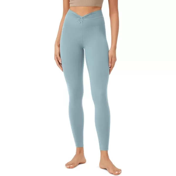 ODODOS Cloud Feeling Twist Yoga Leggings for Women 25quot  28quot High Waist Crossover Yoga PantsChambray