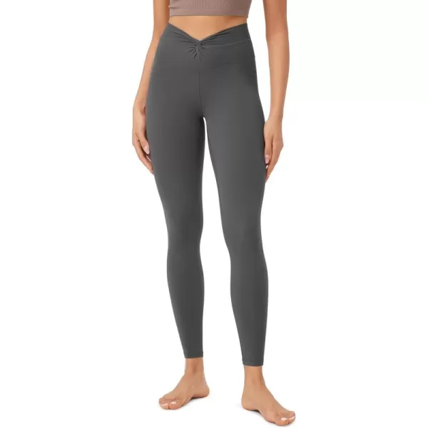 ODODOS Cloud Feeling Twist Yoga Leggings for Women 25quot  28quot High Waist Crossover Yoga PantsCharcoal
