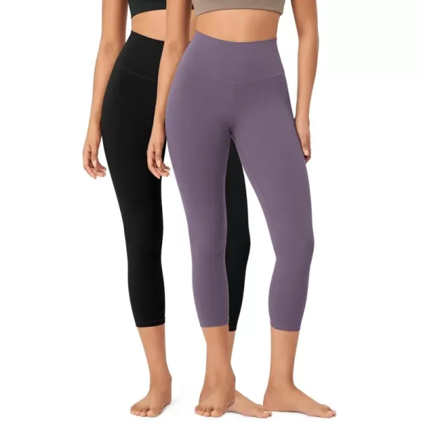 ODODOS ODCLOUD 2Pack Buttery Soft Lounge Yoga Leggings for Women 23quot  25quot 28quot High Waist Yoga PantsBlackash Violet