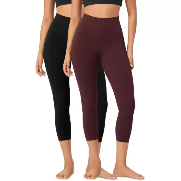 ODODOS ODCLOUD 2Pack Buttery Soft Lounge Yoga Leggings for Women 23quot  25quot 28quot High Waist Yoga PantsBlackburgundy