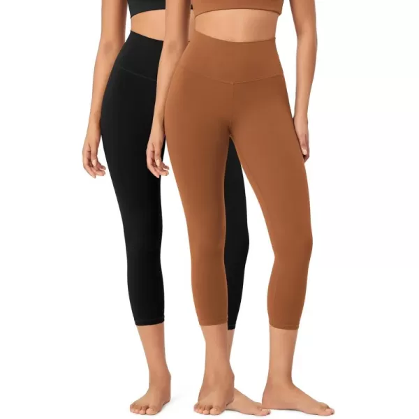 ODODOS ODCLOUD 2Pack Buttery Soft Lounge Yoga Leggings for Women 23quot  25quot 28quot High Waist Yoga PantsBlackcaramel