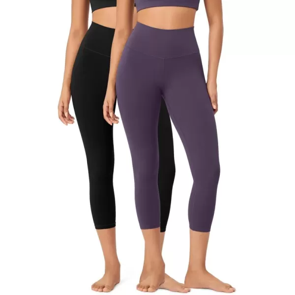 ODODOS ODCLOUD 2Pack Buttery Soft Lounge Yoga Leggings for Women 23quot  25quot 28quot High Waist Yoga PantsBlackdark Purple