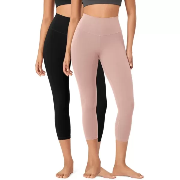 ODODOS ODCLOUD 2Pack Buttery Soft Lounge Yoga Leggings for Women 23quot  25quot 28quot High Waist Yoga PantsBlackdusty Pink
