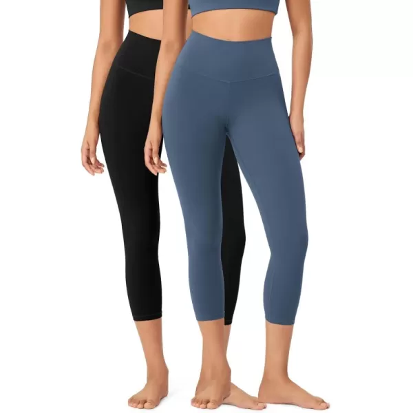 ODODOS ODCLOUD 2Pack Buttery Soft Lounge Yoga Leggings for Women 23quot  25quot 28quot High Waist Yoga PantsBlackink Blue