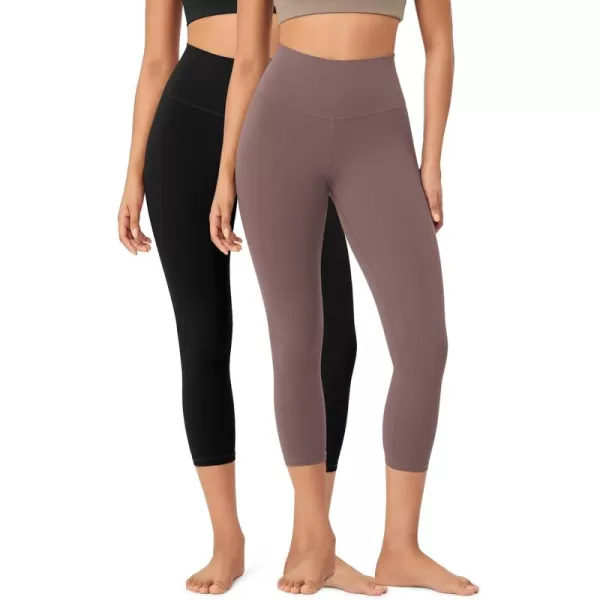 ODODOS ODCLOUD 2Pack Buttery Soft Lounge Yoga Leggings for Women 23quot  25quot 28quot High Waist Yoga PantsBlackpurple Taupe