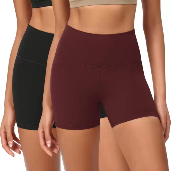 ODODOS ODCLOUD 2Pack Lounge Yoga Shorts for Women 4quot  6quot  8quot 10quot High Waist Buttery Soft Biker ShortsBlackburgundy