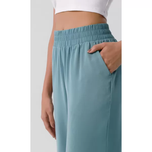 ODODOS Chiffon Flowy Wide Leg Pants for Women Lightweight High Waist PullOn Pants with Pockets 27quot  29quot 31quot InseamBrittany Blue