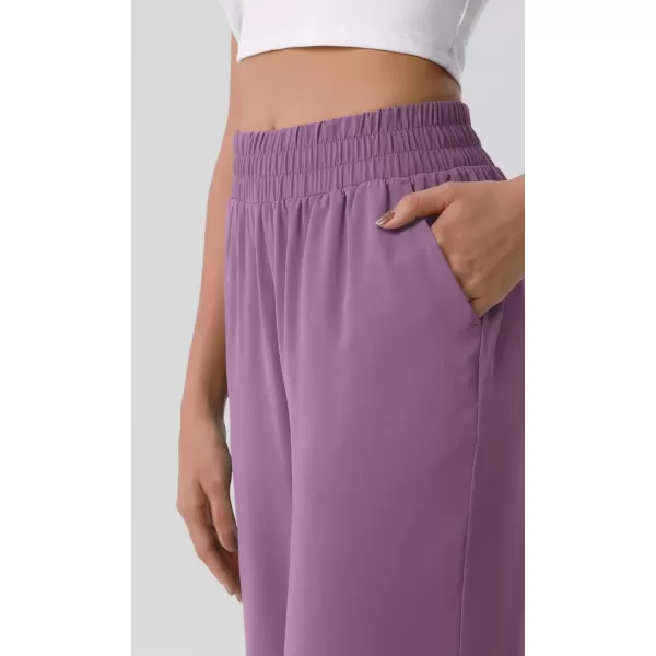 ODODOS Chiffon Flowy Wide Leg Pants for Women Lightweight High Waist PullOn Pants with Pockets 27quot  29quot 31quot InseamPurple