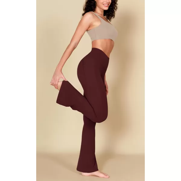 ODODOS Cloud Feeling Flared Pants with Pocket for Women High Waist Casual Bootcut Yoga Pants 30quot32quot InseamBurgundy