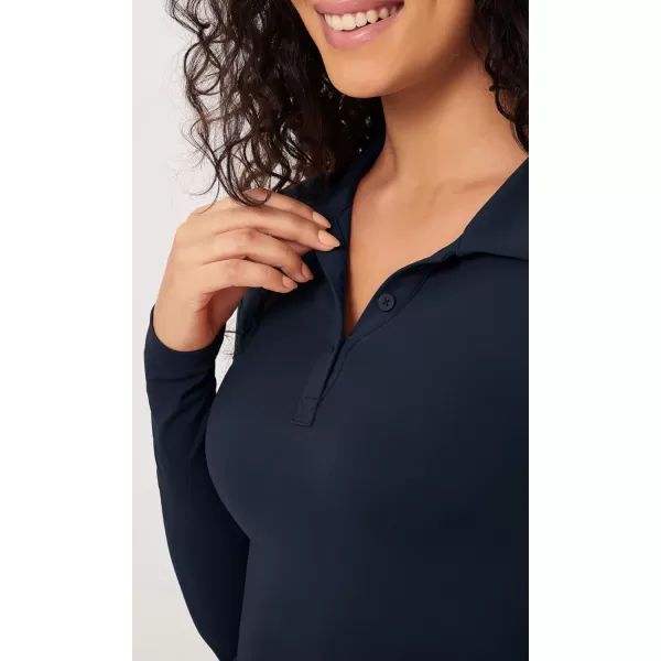 ODODOS Cloud Feeling Long Sleeve Polo Shirts for Women Lightweight Buttery Soft Tennis Golf TopsDeep Navy